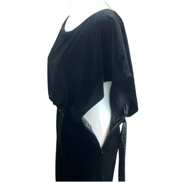 White House Black Market Dress Women's Size 6 Velvet Satin Belt Flutter Sleeves - Picture 5 of 13